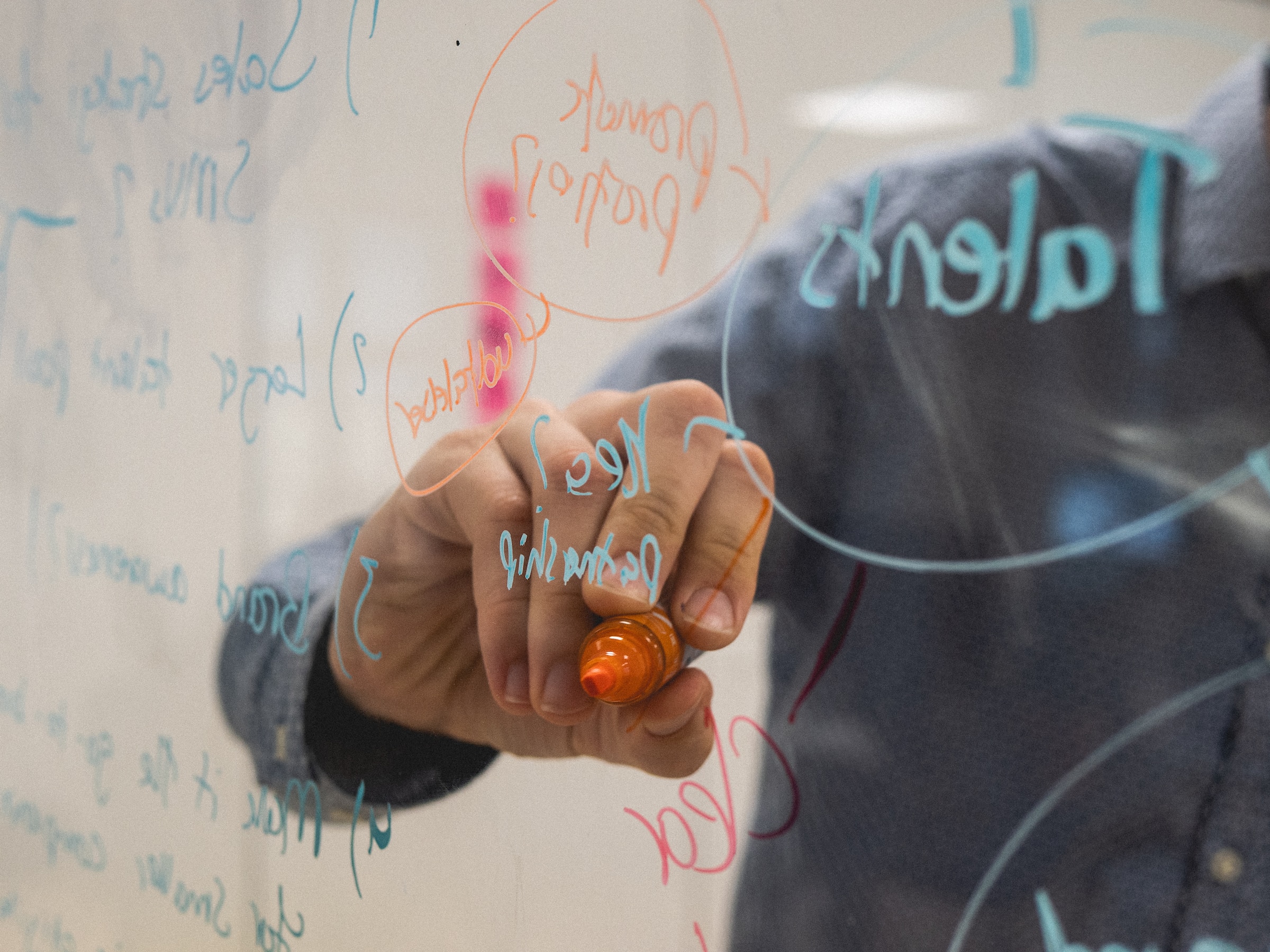 Man writing on whiteboard